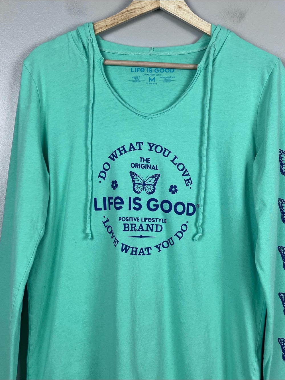 Life Is Good Women's Ligthweight 100% Cottob Graphic Print Hooded T-Shirt Size M - Picture 2 of 13